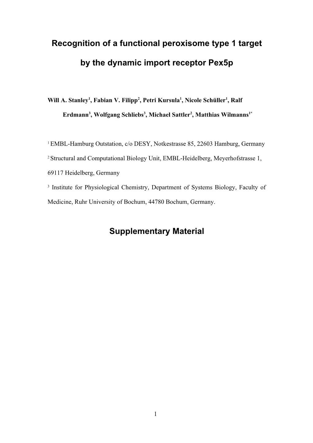 Supplementary Table 1: Crystallographic Statistics