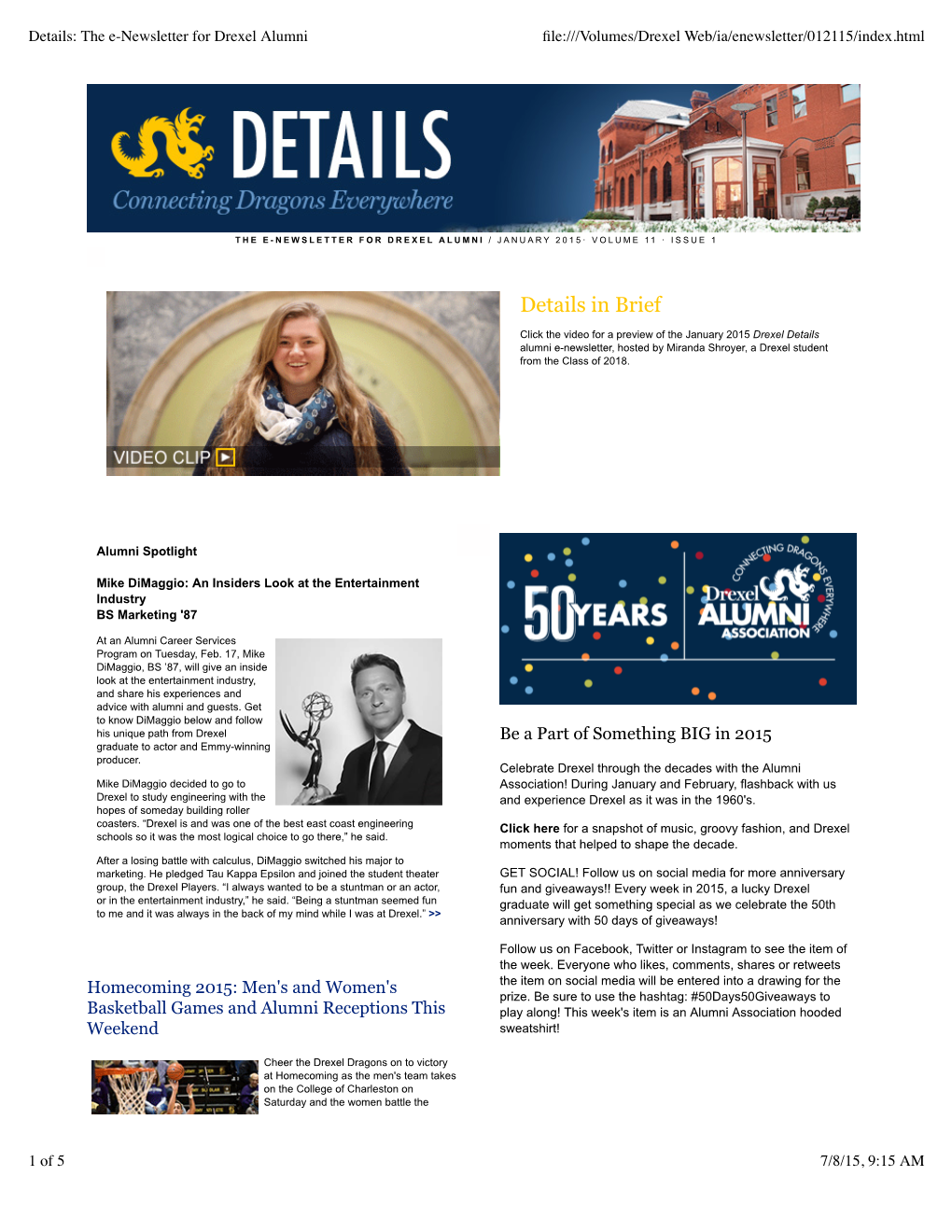 Details: the E-Newsletter for Drexel Alumni ﬁle:///Volumes/Drexel Web/Ia/Enewsletter/012115/Index.Html
