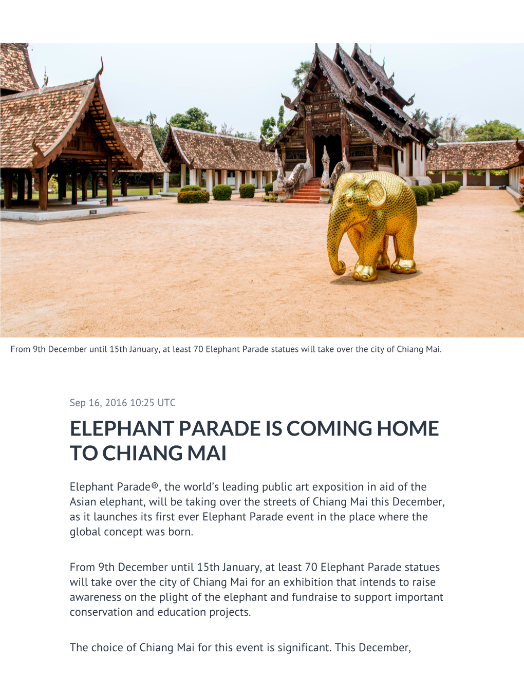 ​Elephant Parade Is Coming Home to Chiang