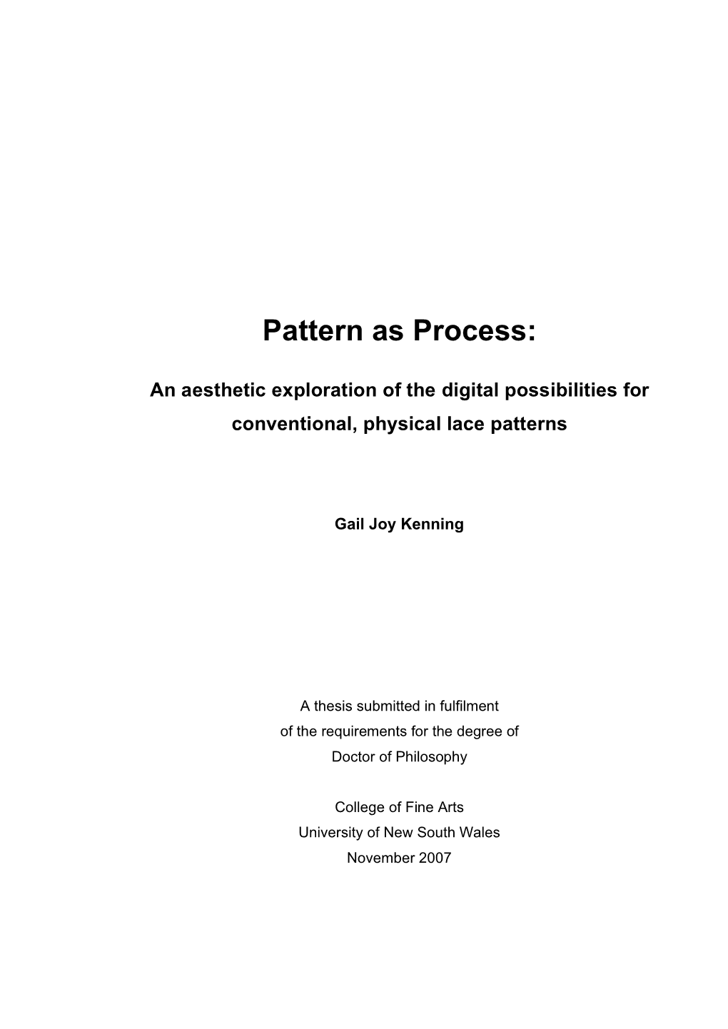 Pattern As Process