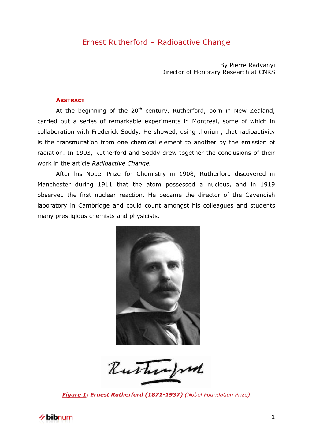 Ernest Rutherford : La Transformation Radioactive