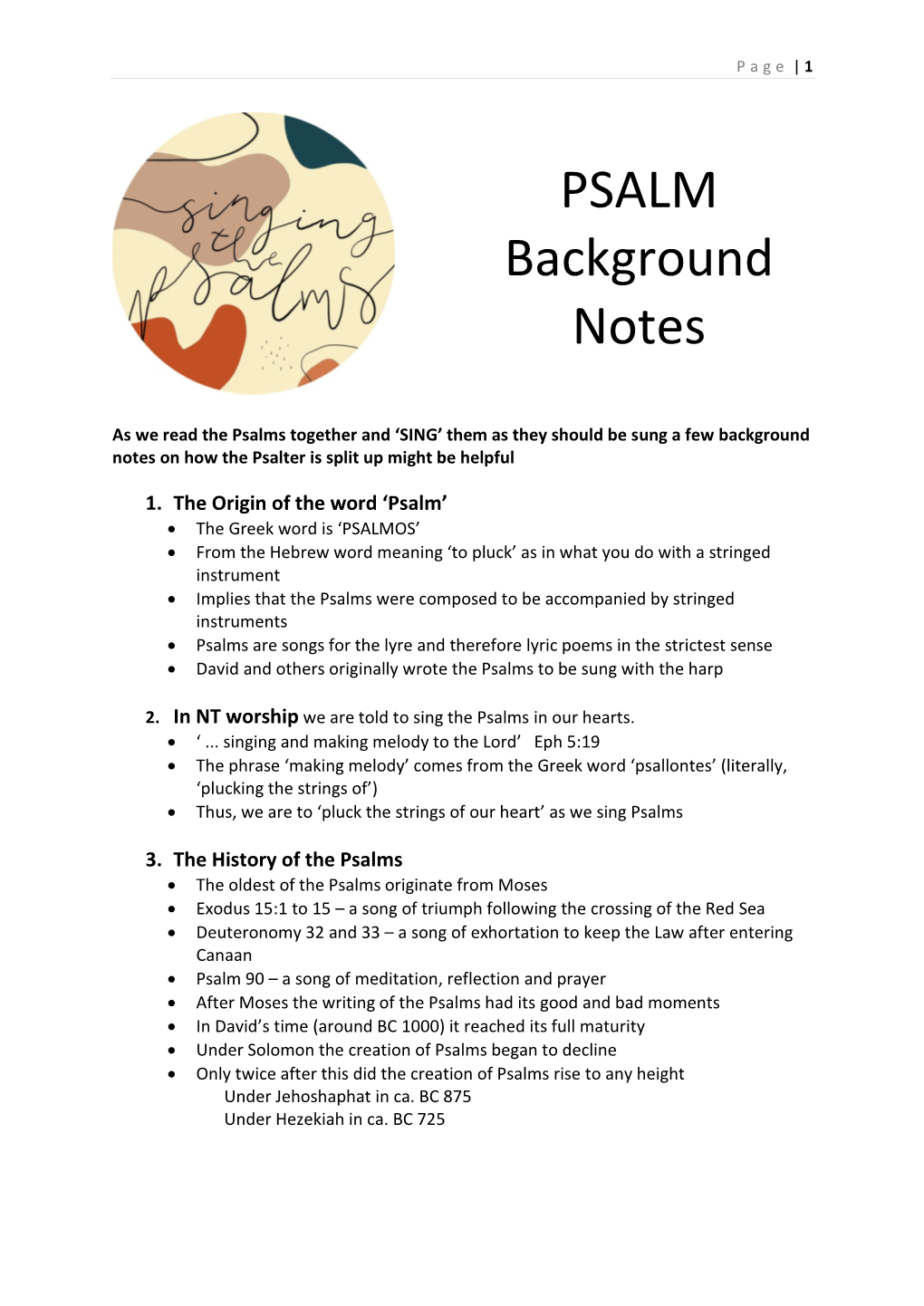 PSALM Background Notes