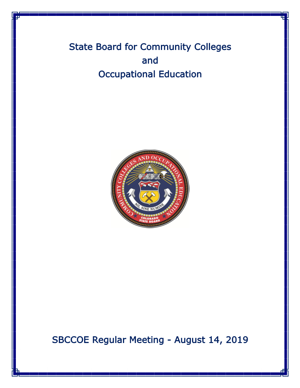 State Board for Community Colleges and Occupational Education