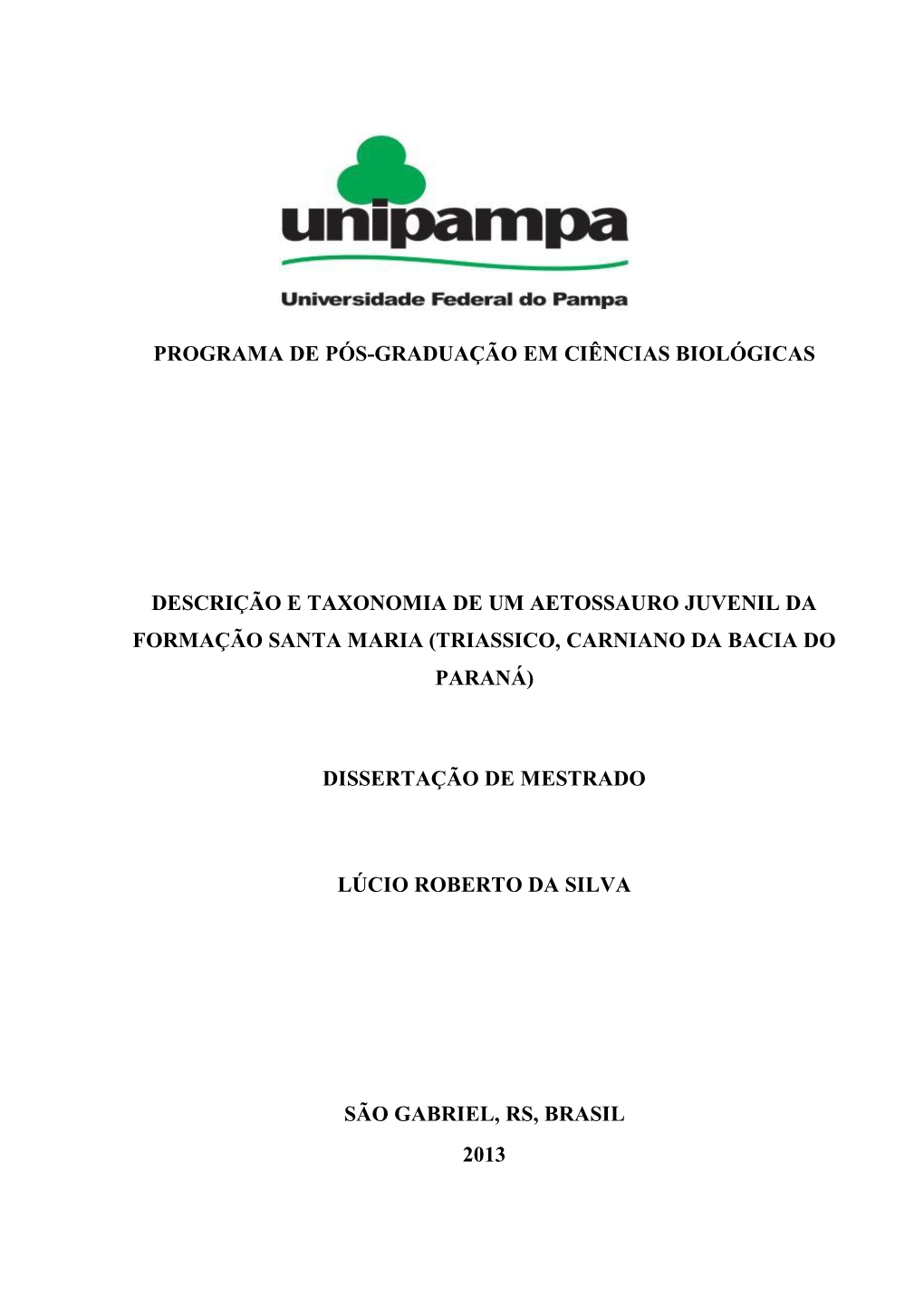 Programa De Pós-Graduação Em Ciências Biológicas