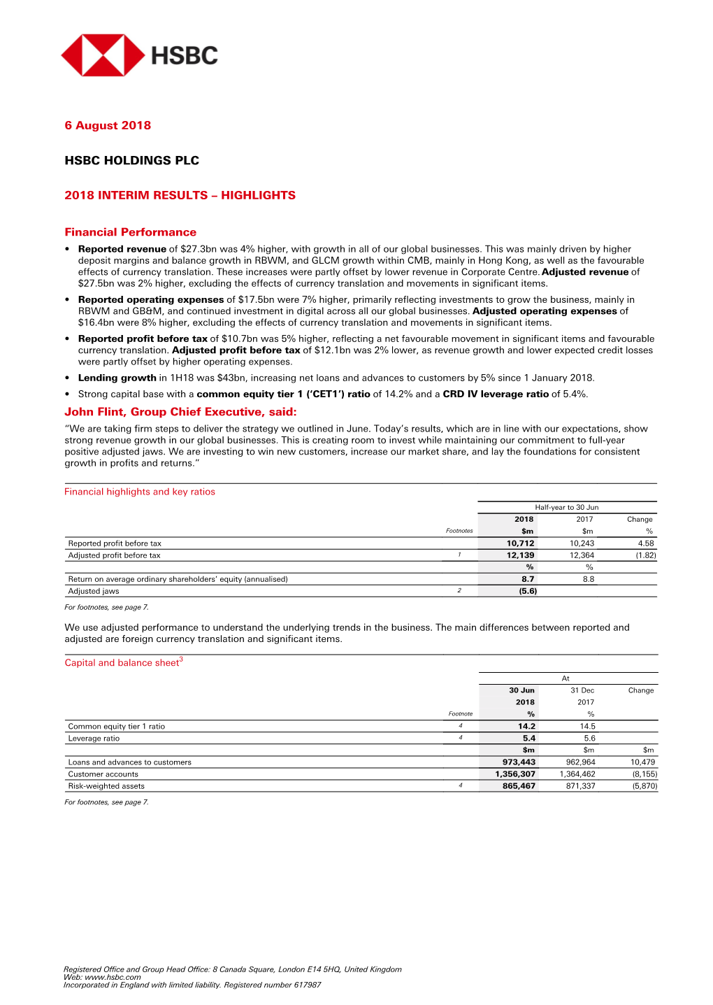 Interim Results 2018 Media Release