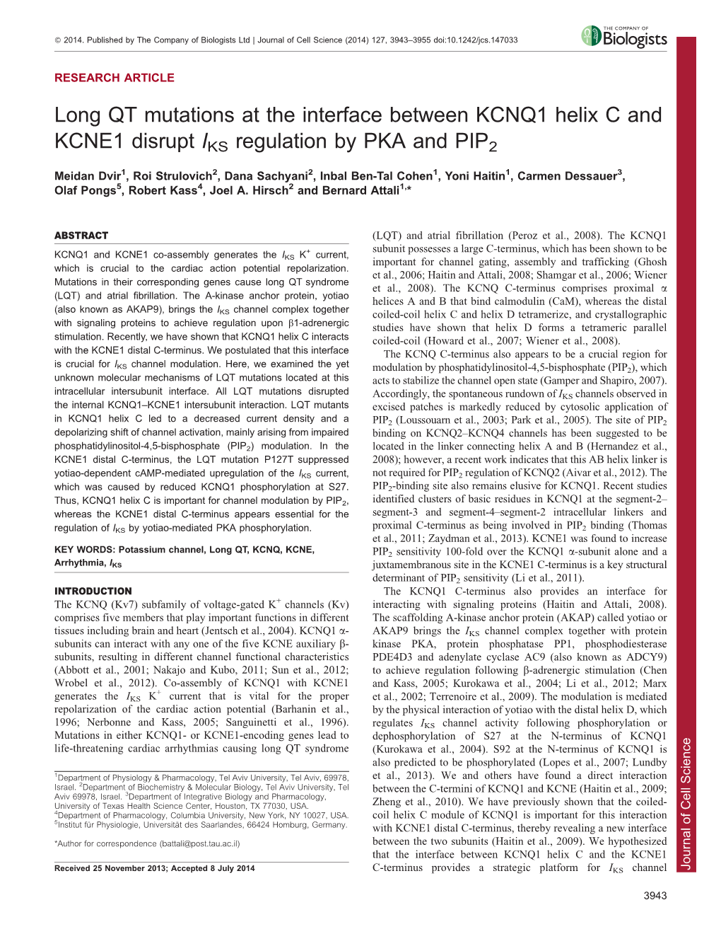 Long QT Mutations at the Interface Between KCNQ1 Helix C And