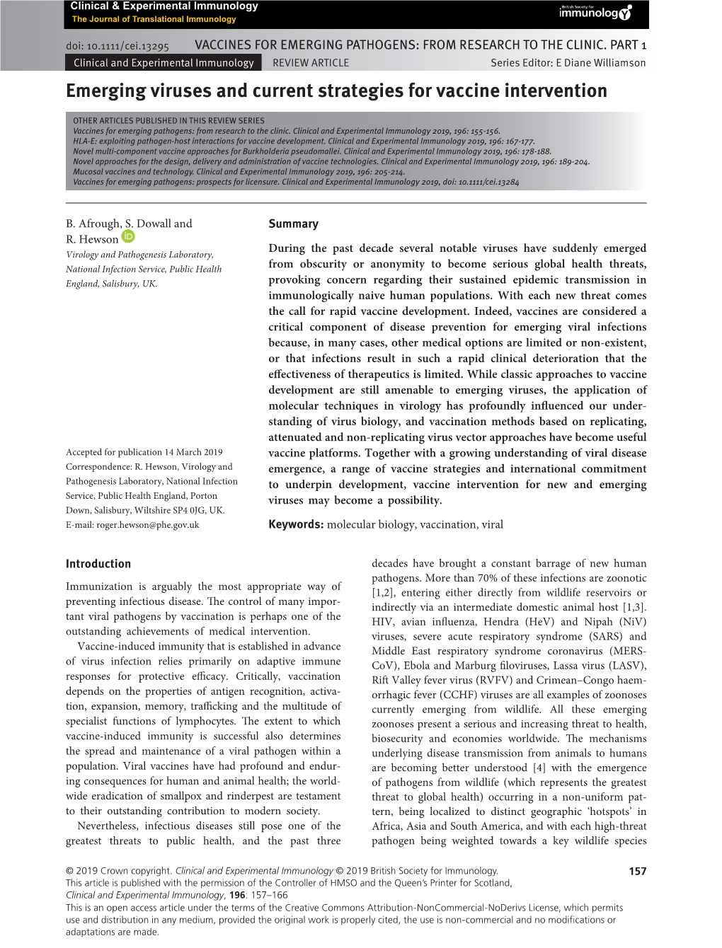 Emerging Viruses and Current Strategies for Vaccine Intervention