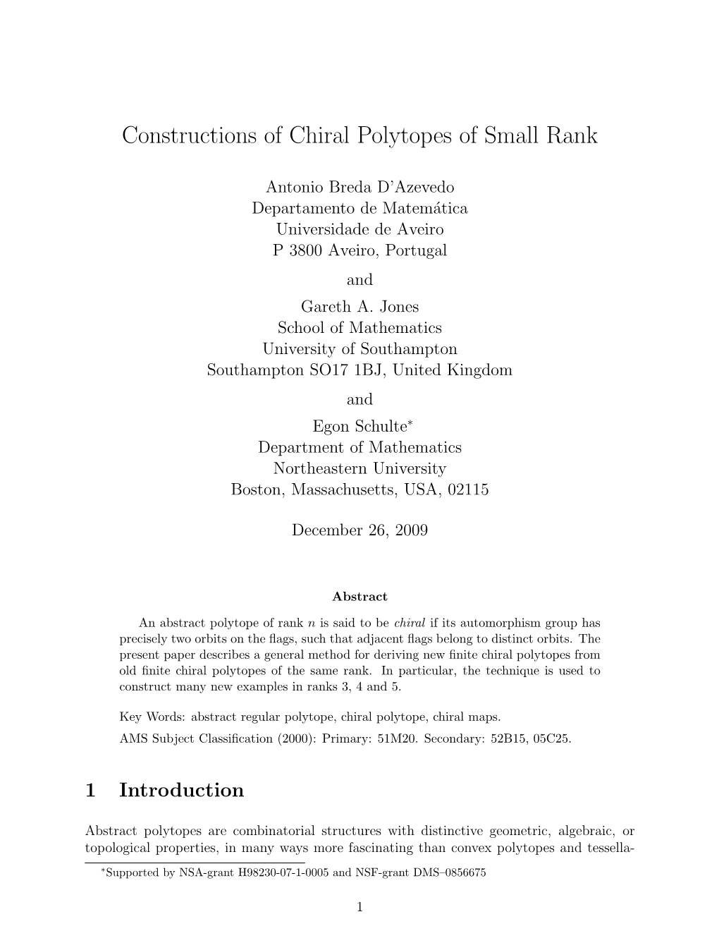 Constructions of Chiral Polytopes of Small Rank