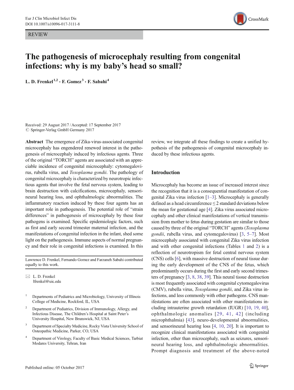 The Pathogenesis of Microcephaly Resulting from Congenital Infections: Why Is My Baby’S Head So Small?