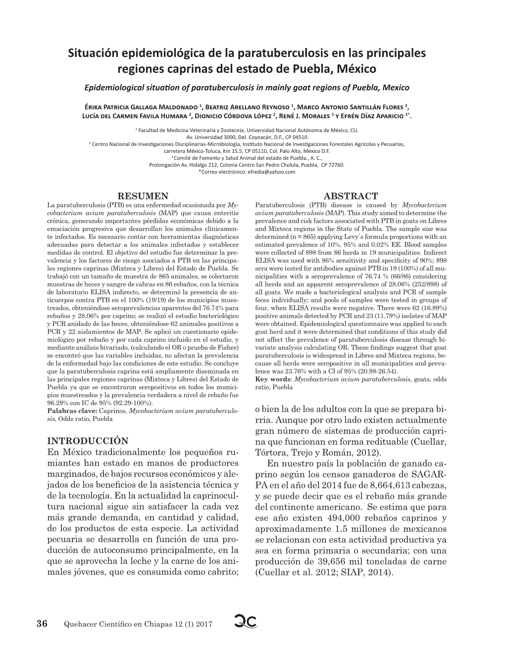 Situación Epidemiológica De La Paratuberculosis En Las Principales