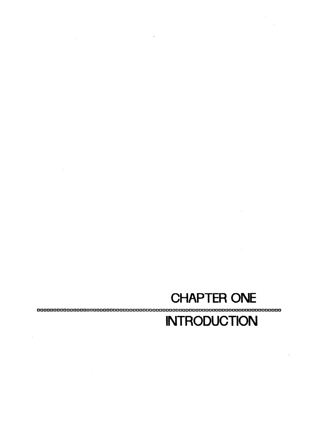 Chapter One Introduction