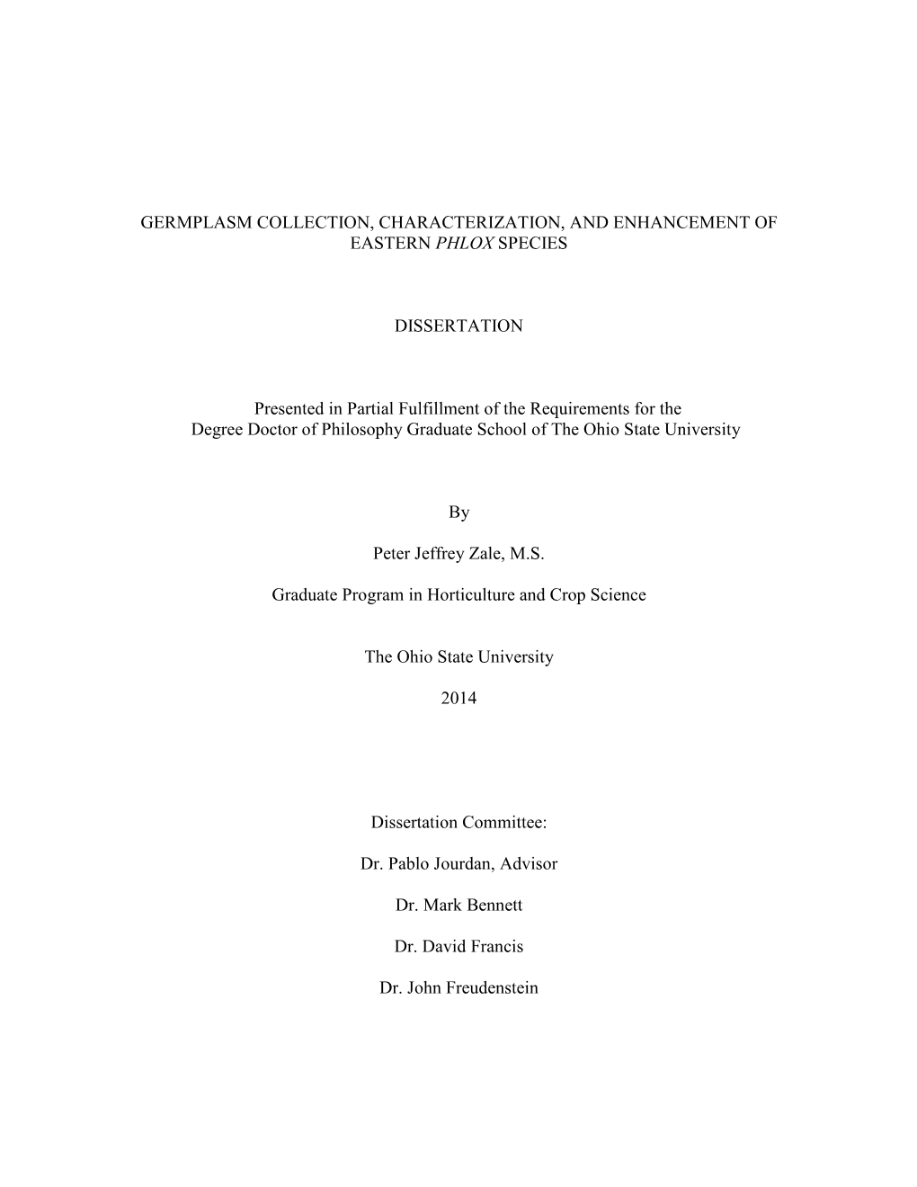 Germplasm Collection, Characterization, and Enhancement of Eastern Phlox Species