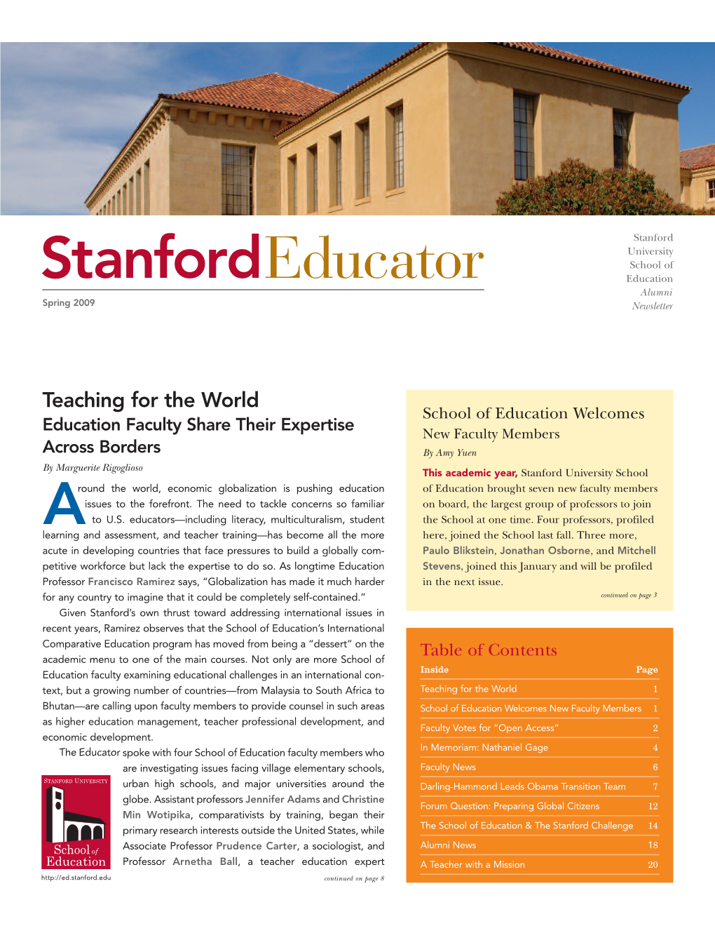 Stanfordeducator Education Alumni Spring 2009 Newsletter