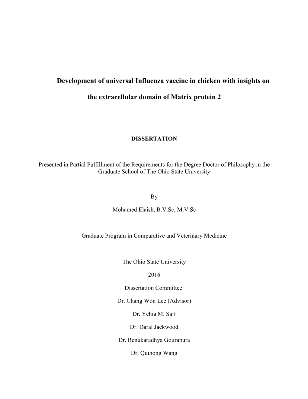 Development of Universal Influenza Vaccine in Chicken with Insights On