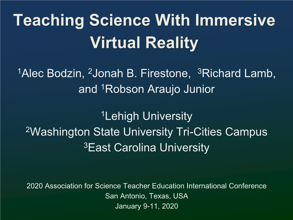 Teaching Science with Immersive Virtual Reality