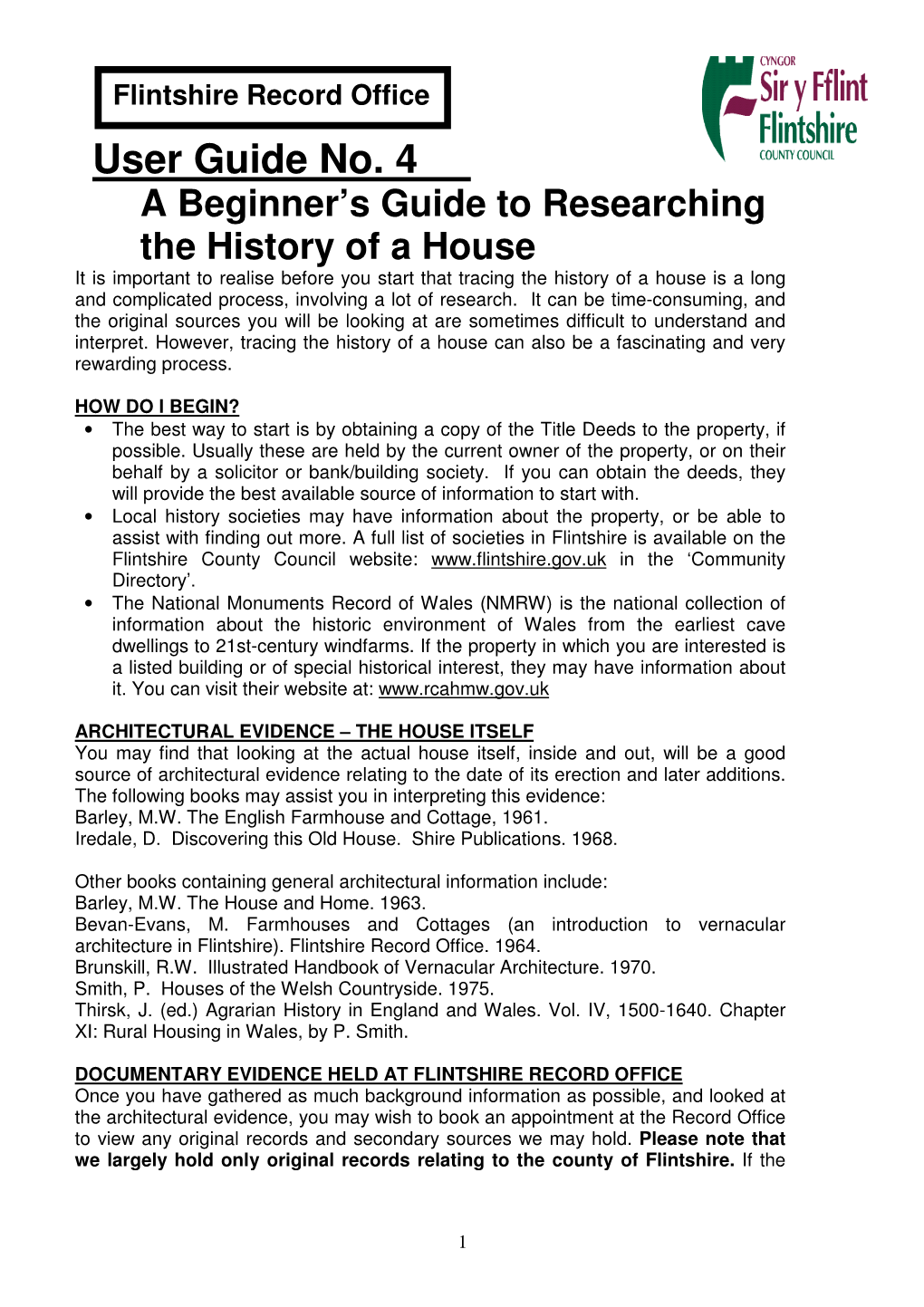 User Guide No.4 Researching the History of a House English 2016