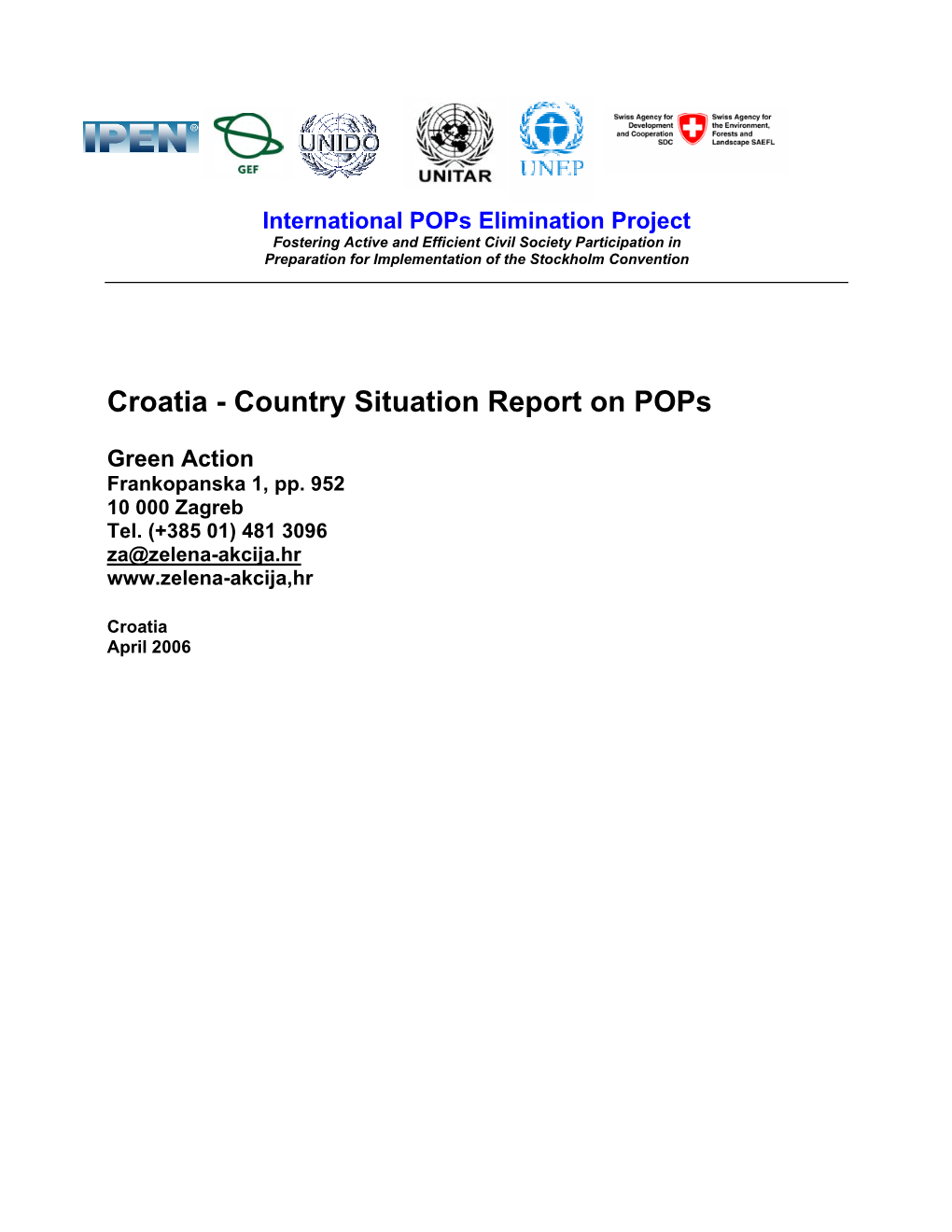 Croatia - Country Situation Report on Pops