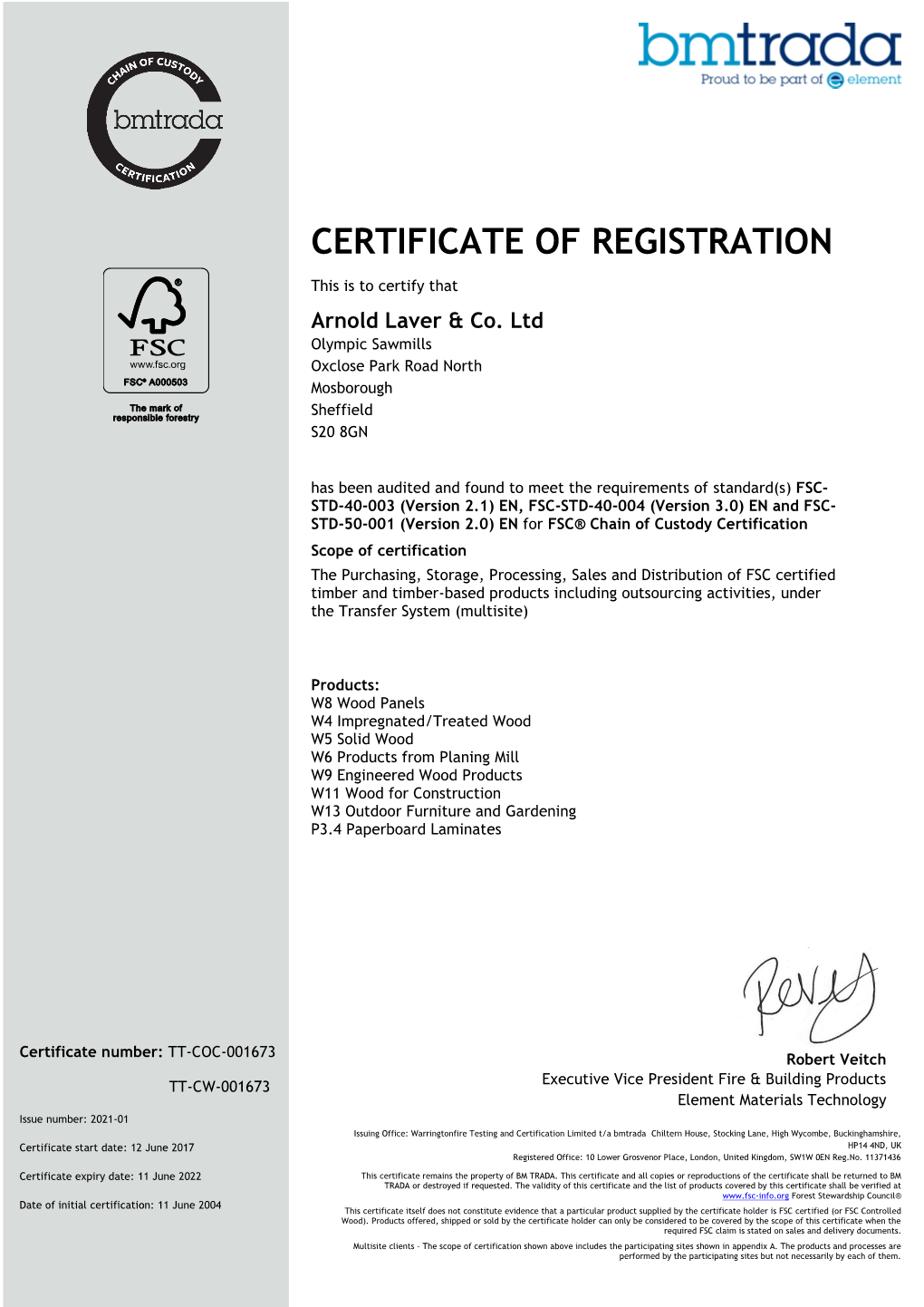 To View Our FSC Certificate