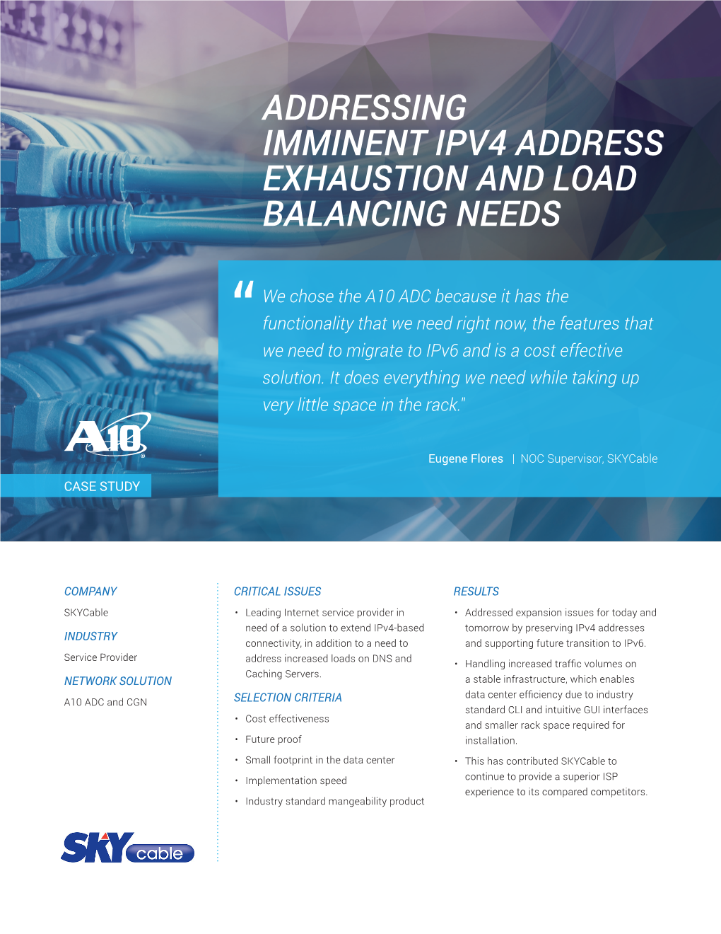 Addressing Imminent Ipv4 Address Exhaustion and Load Balancing Needs