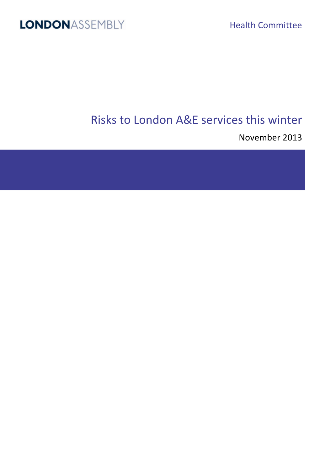Risks to London A&E Services This Winter