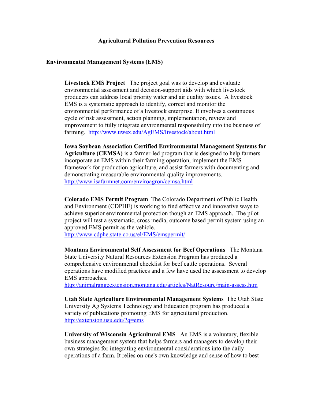 Agricultural Pollution Prevention Resources