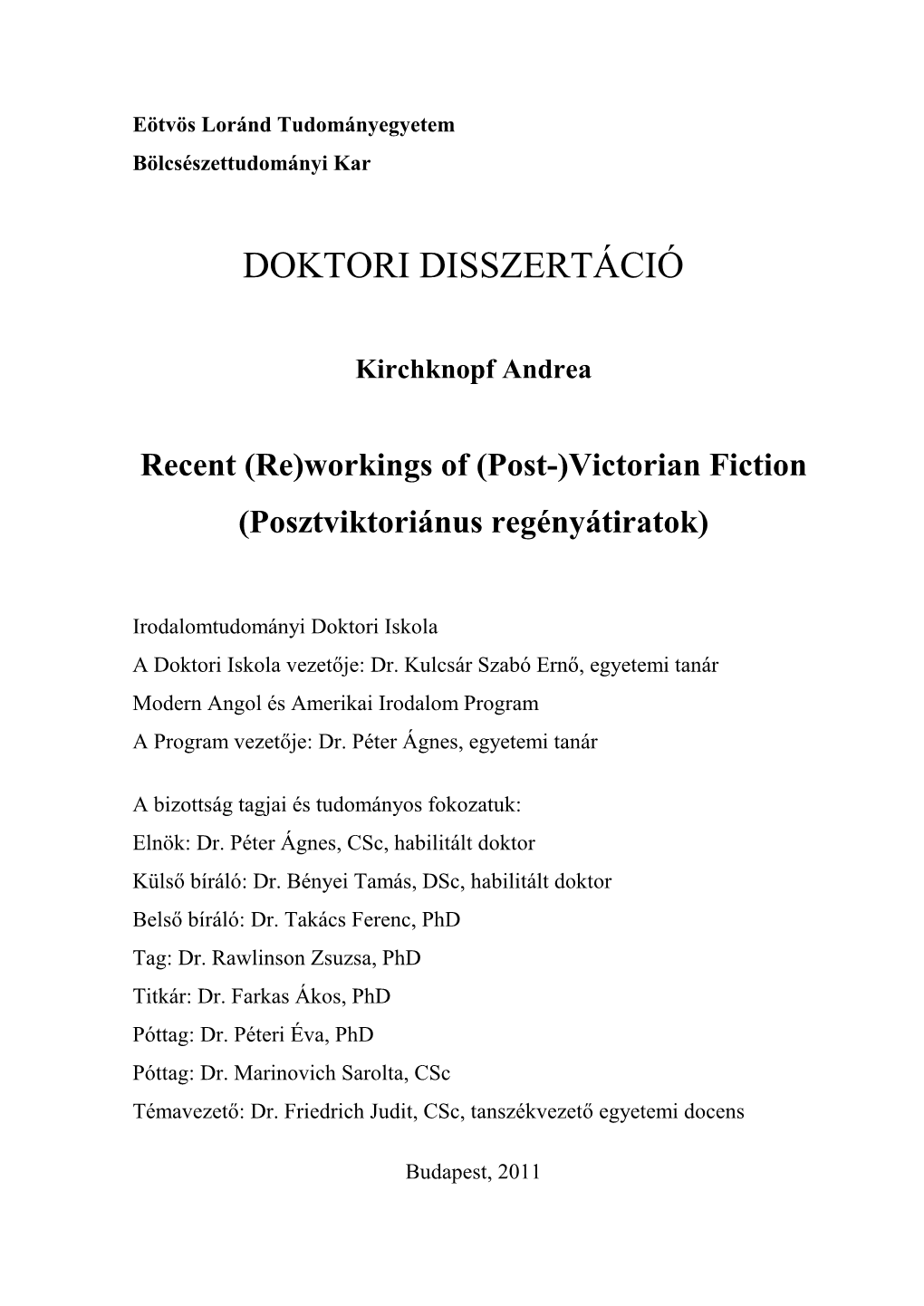 Doktori Disszertáció