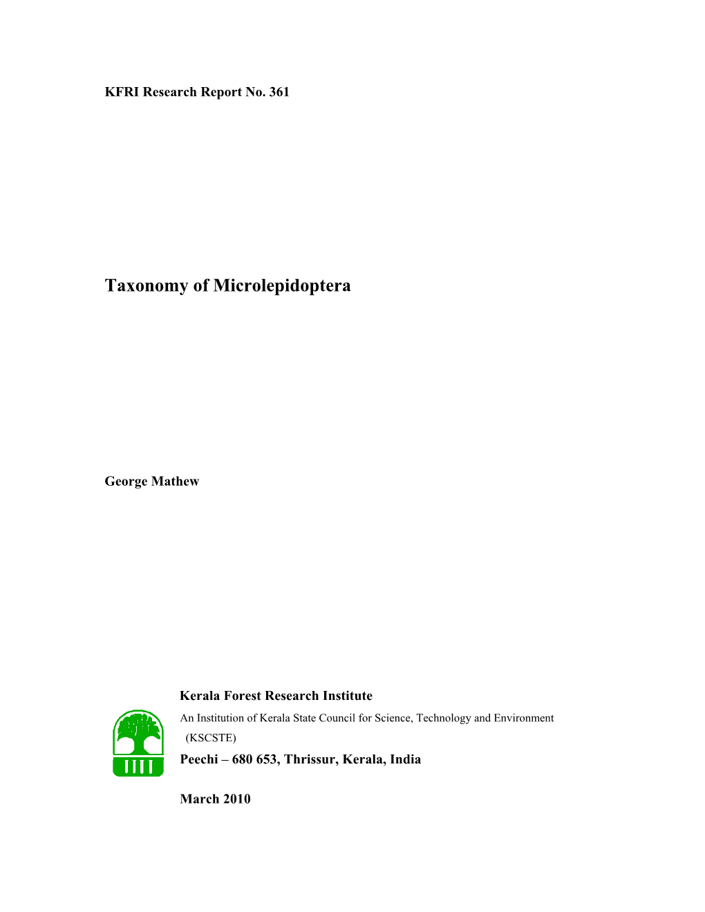 Taxonomy of Microlepidoptera