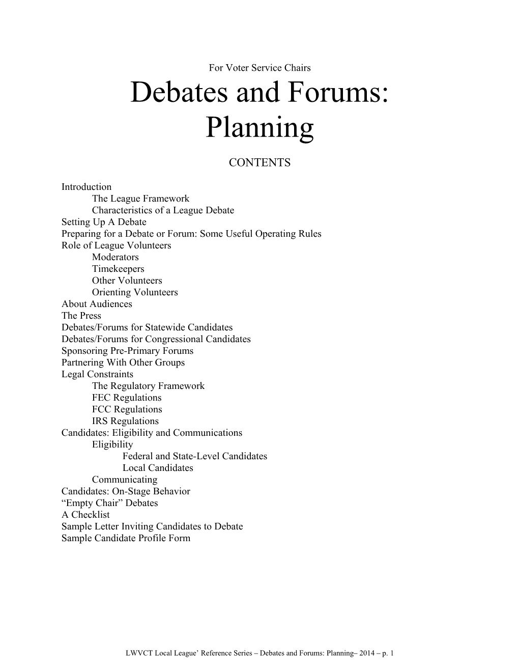 Debates and Forums