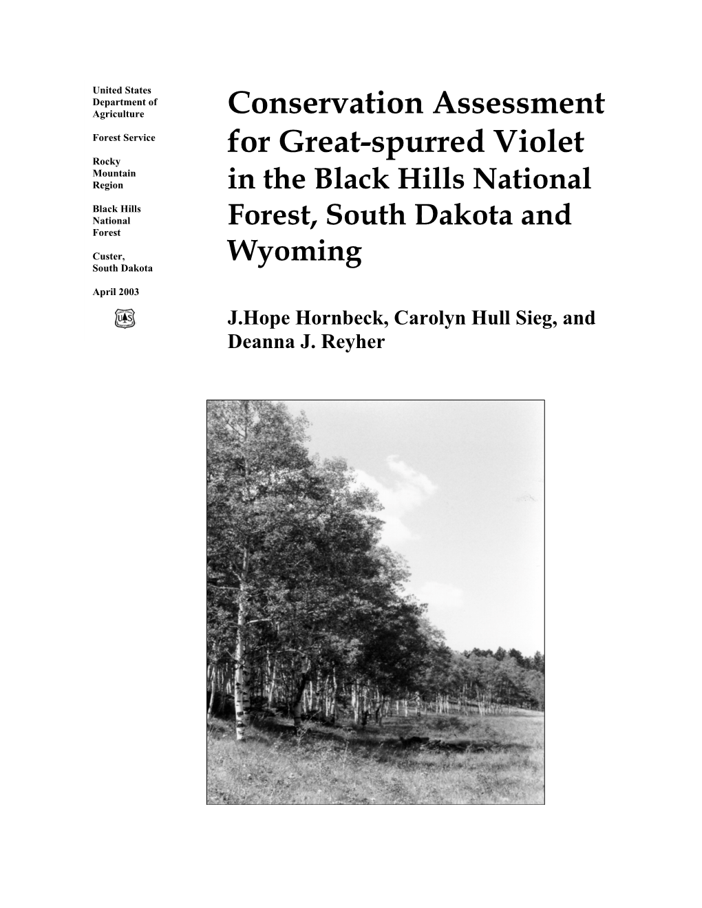 Conservation Assessment for Great-Spurred Violet