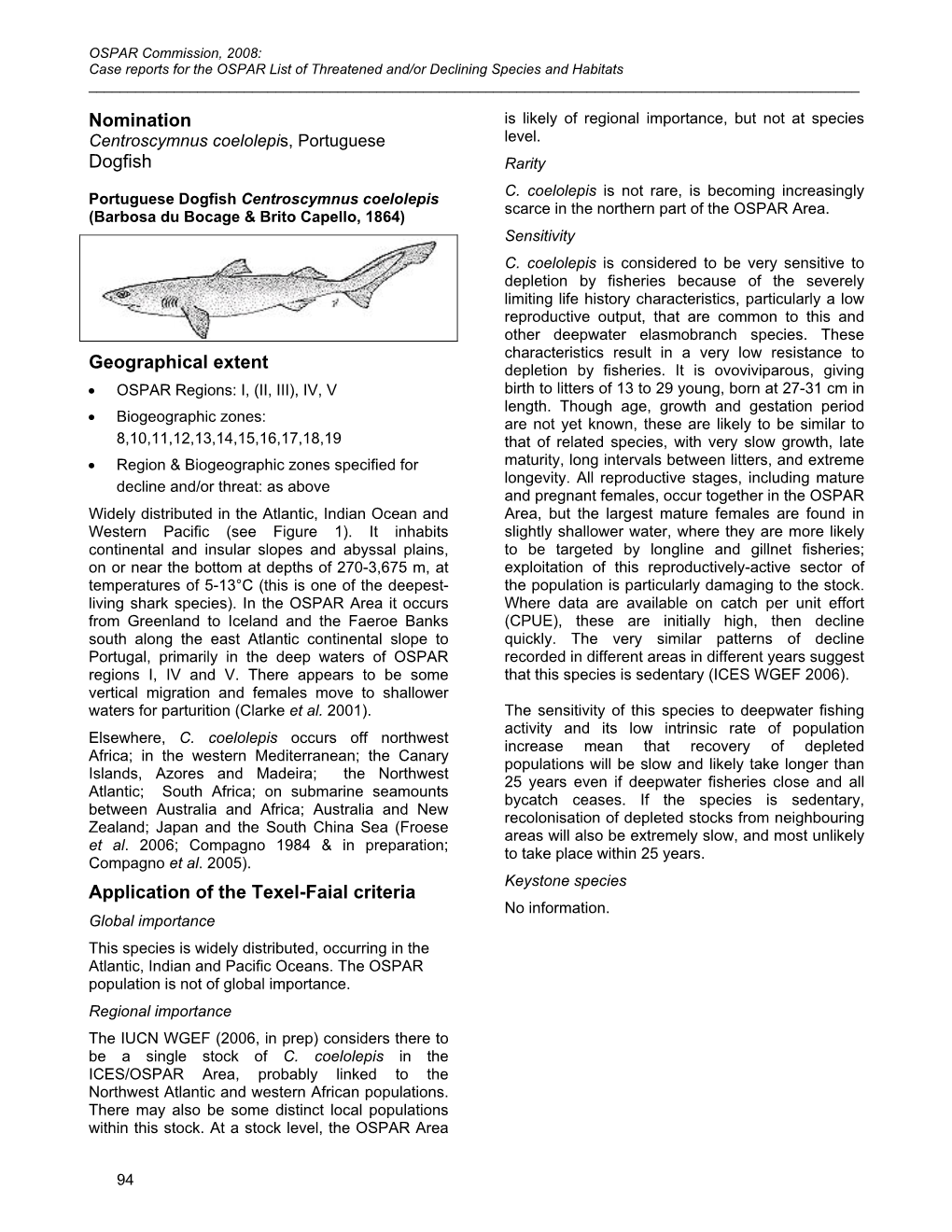 Case Reports for Species & Habitats on the Initial Draft