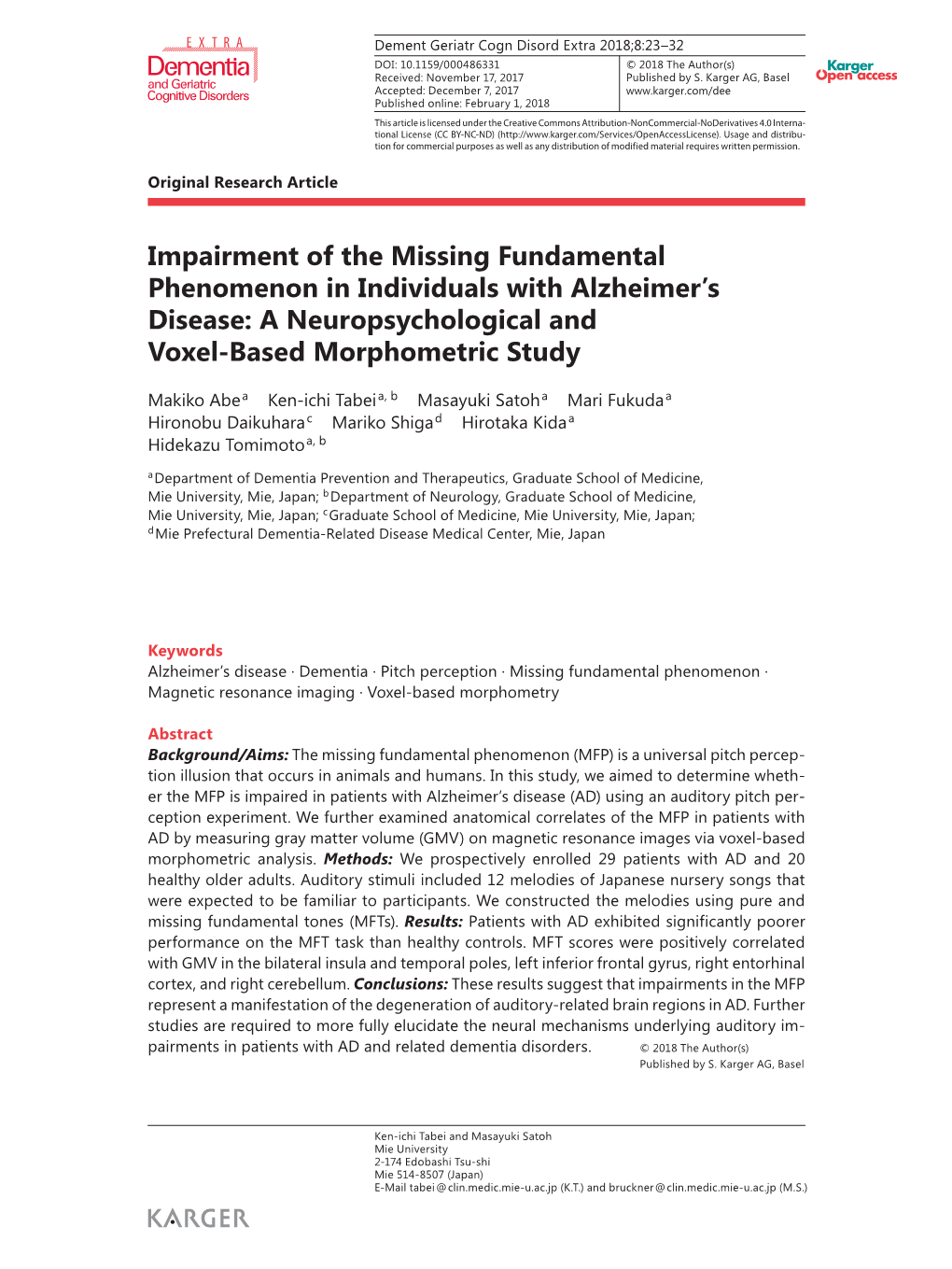 Impairment of the Missing Fundamental Phenomenon in Individuals with Alzheimer’S Disease: a Neuropsychological and Voxel-Based Morphometric Study