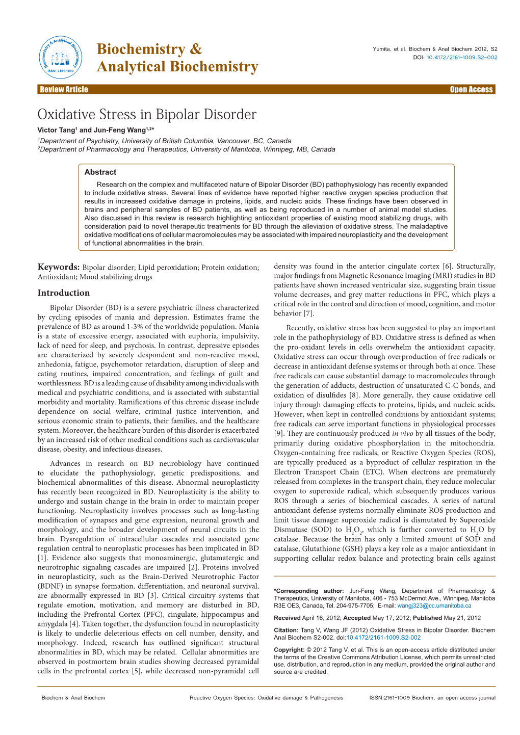 Oxidative Stress in Bipolar Disorder