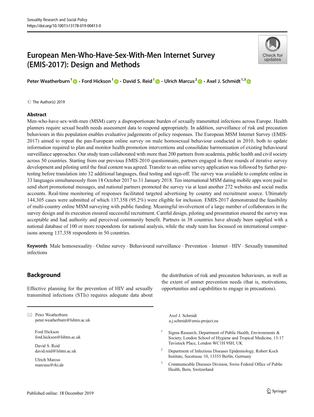 (EMIS-2017): Design and Methods