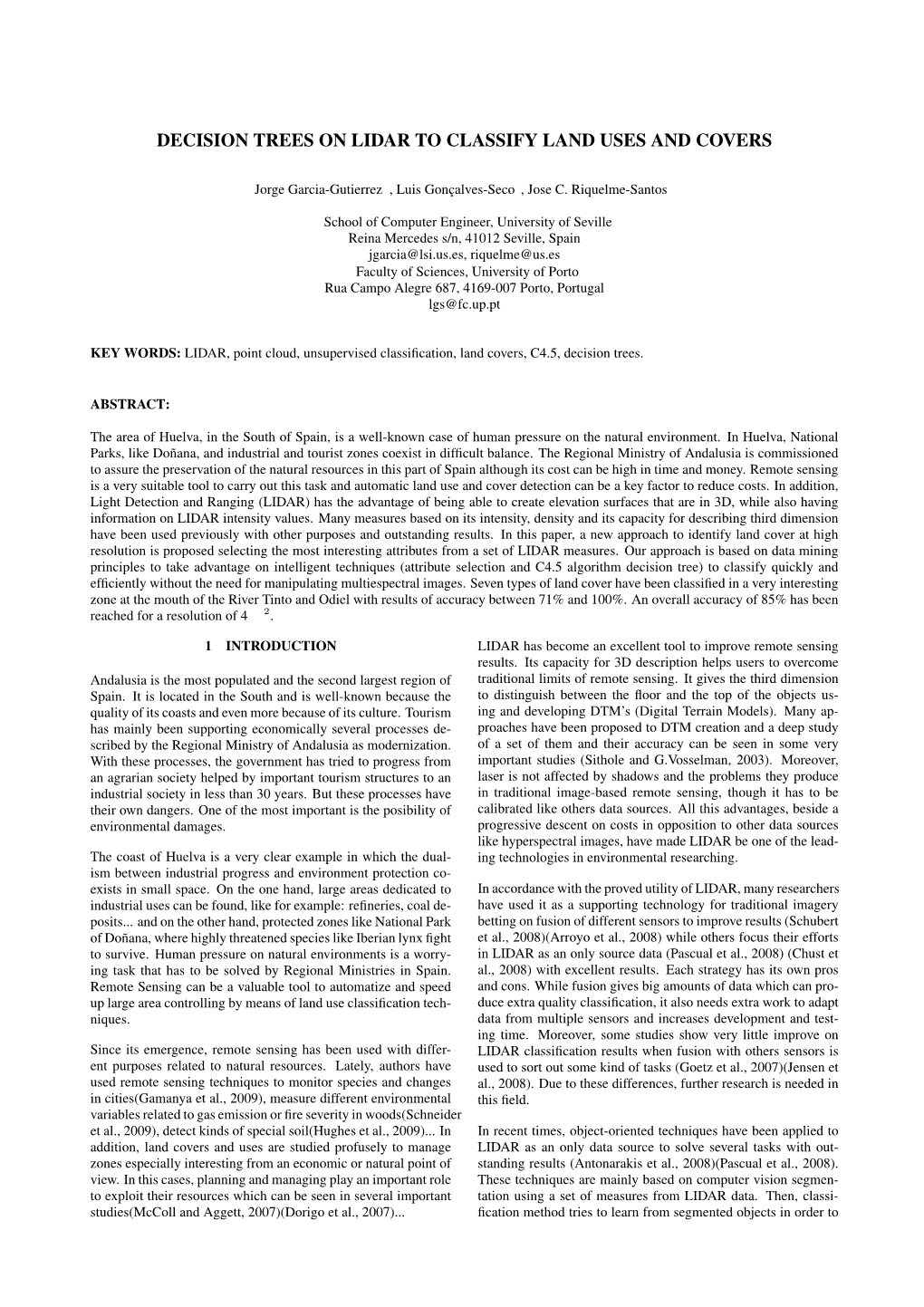 Decision Trees on Lidar to Classify Land Uses and Covers