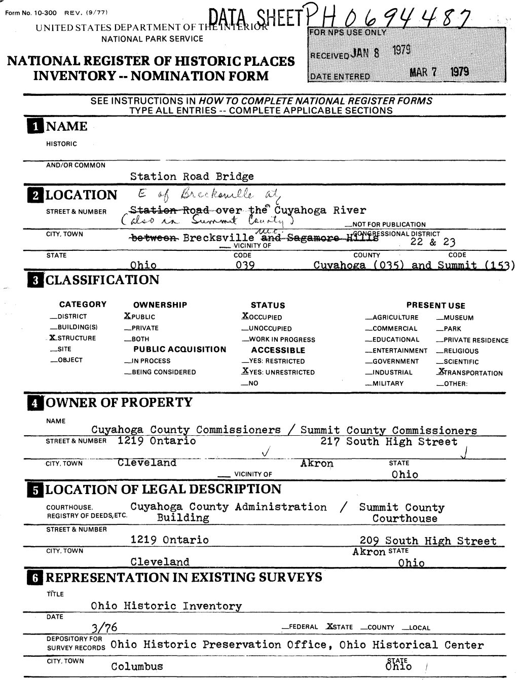 National Register of Historic Places Inventory » Nomination Form