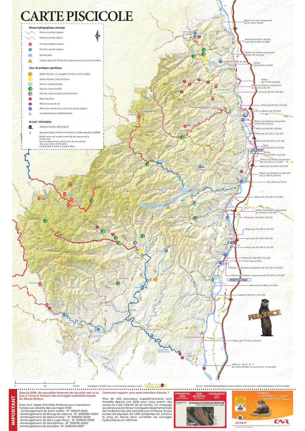 CARTE PISCICOLE Limony Rhône Rive Isère Uniquement