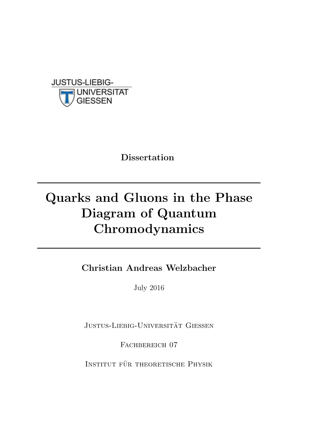 Quarks and Gluons in the Phase Diagram of Quantum Chromodynamics