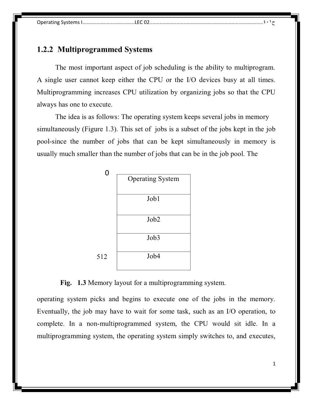 1.2.2 Multiprogrammed Systems 0