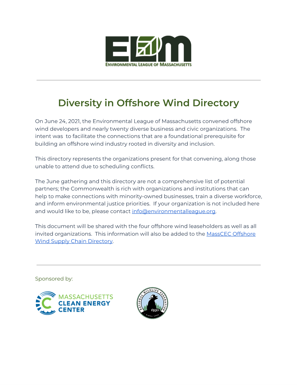 Diversity in Offshore Wind Directory