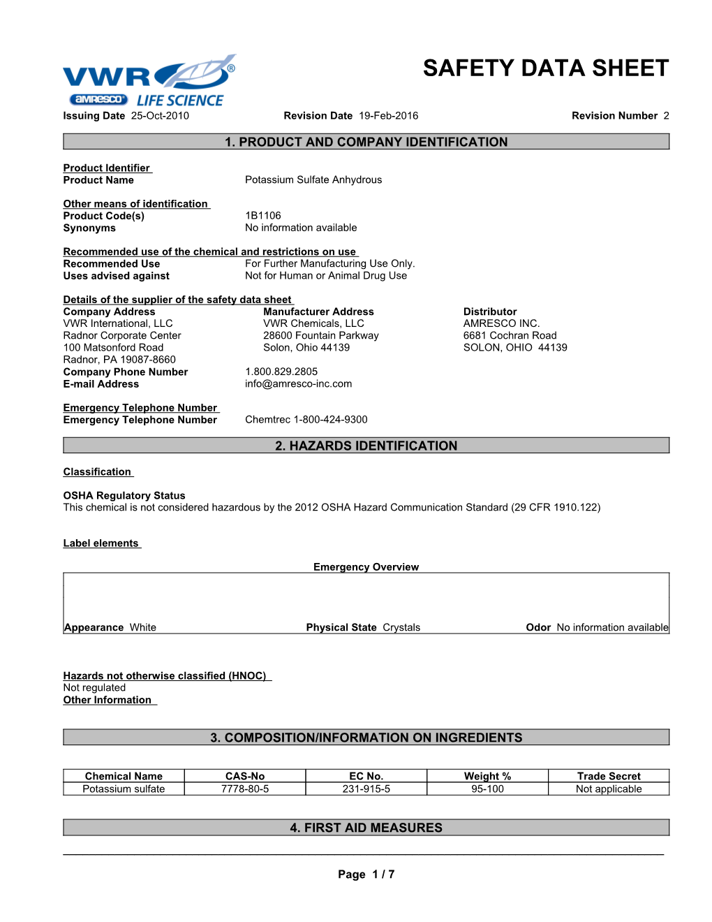 Safety Data Sheet