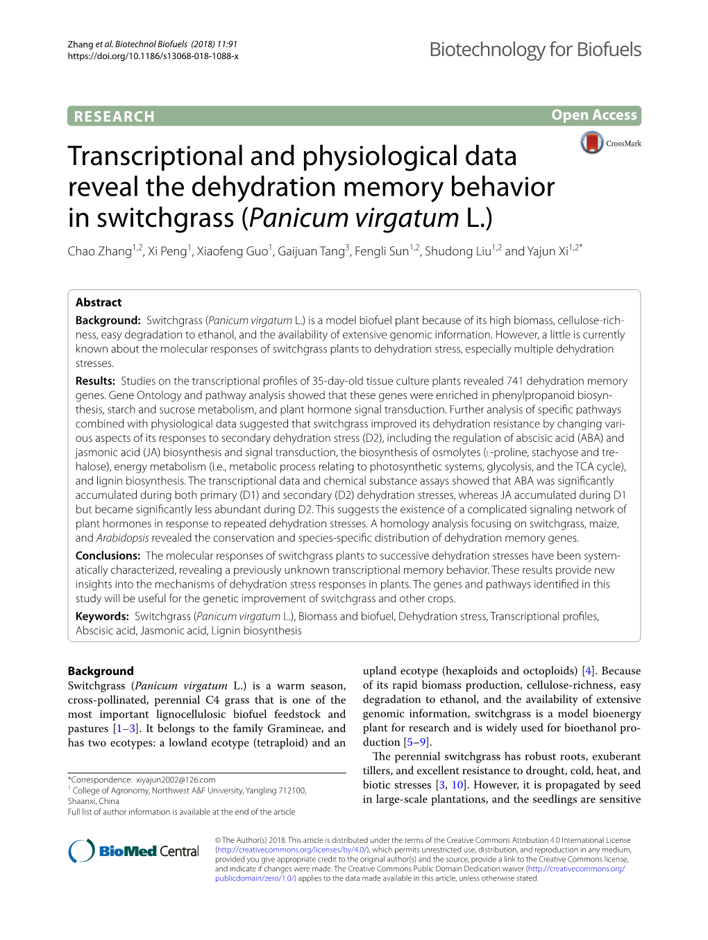 Transcriptional and Physiological Data Reveal the Dehydration Memory