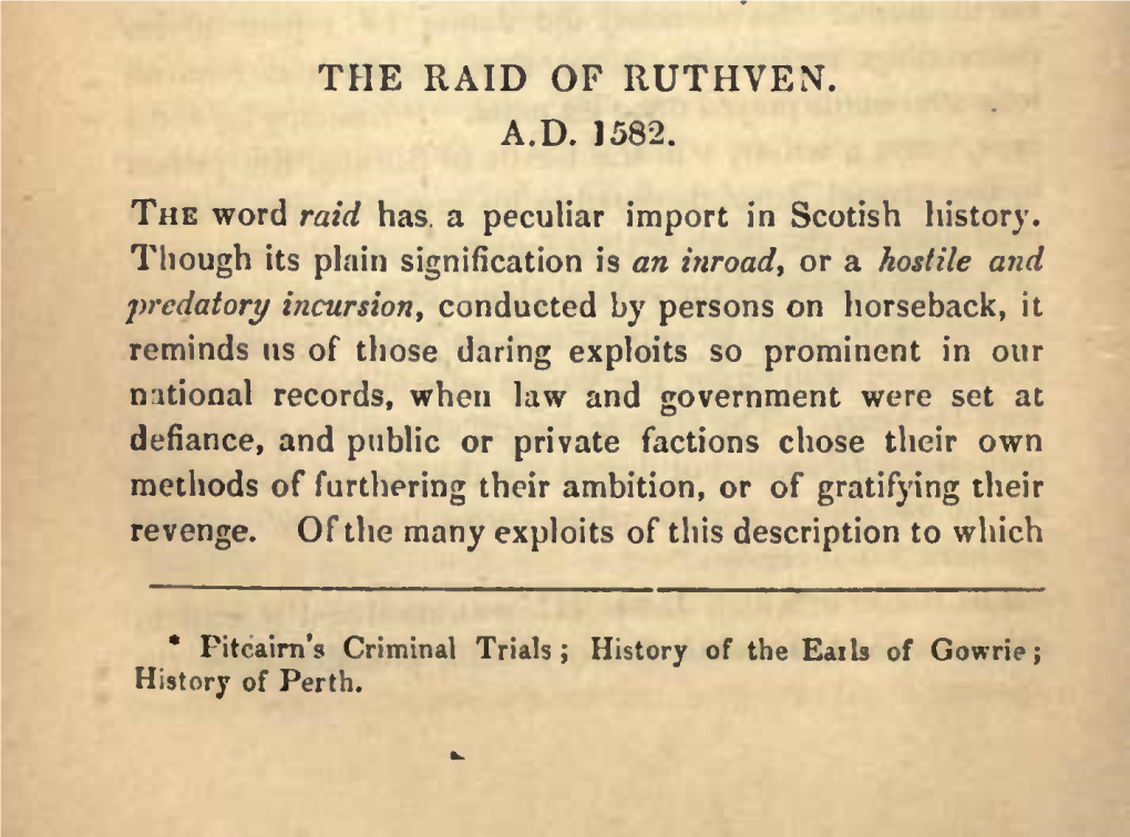 The Raid of Ruthven. A.D