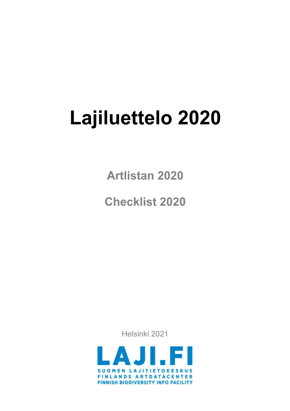 Lajiluettelo 2020