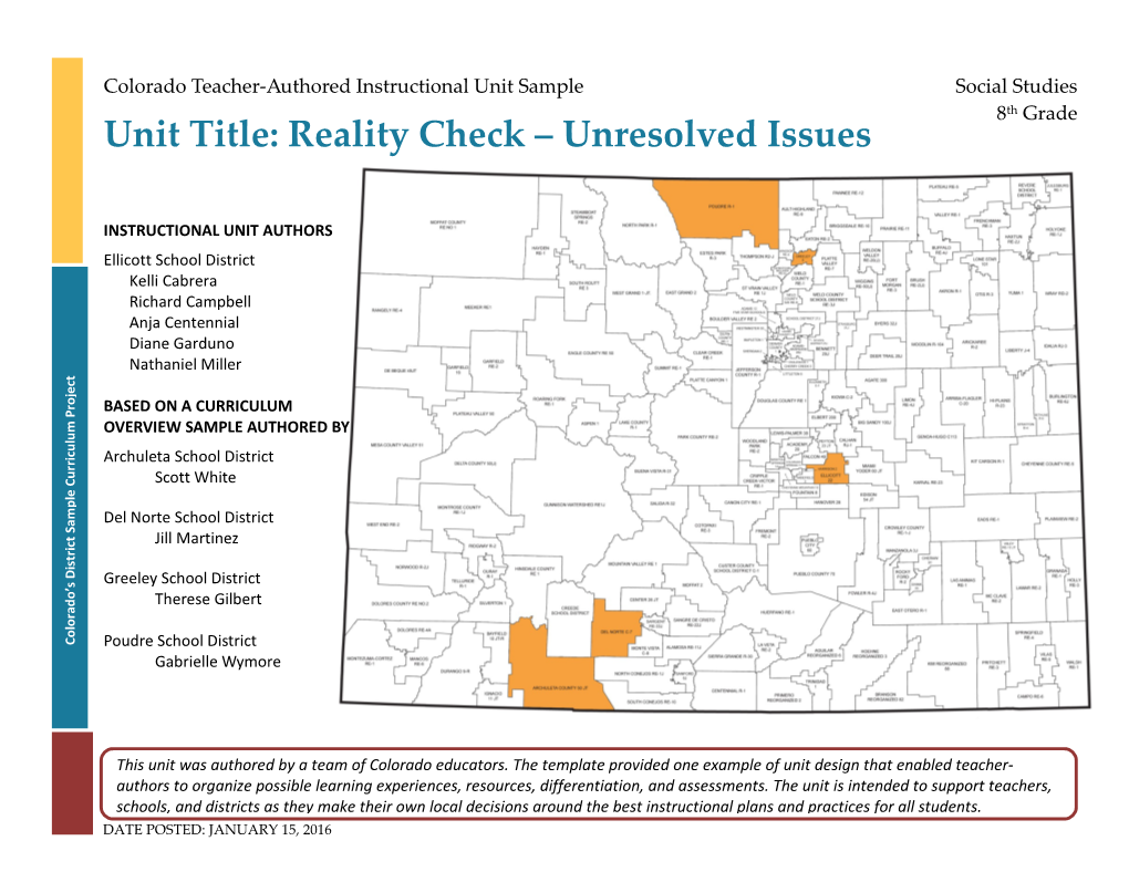 Unit Title: Reality Check – Unresolved Issues