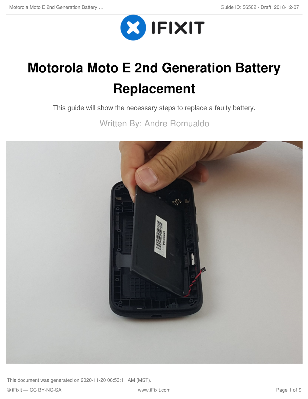 Motorola Moto E 2Nd Generation Battery Replacement