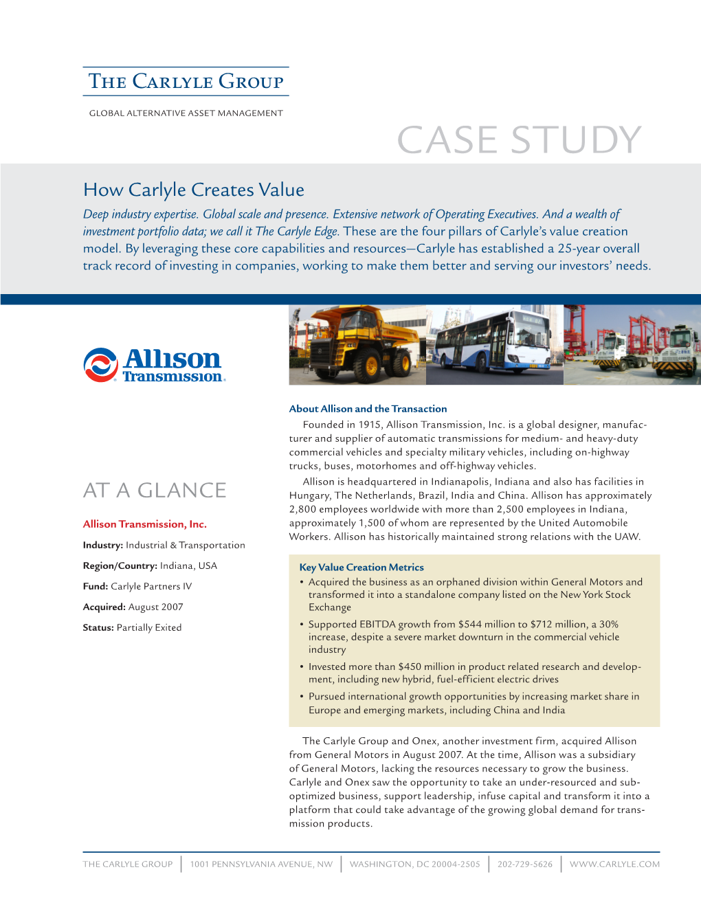 CASE STUDY How Carlyle Creates Value Deep Industry Expertise