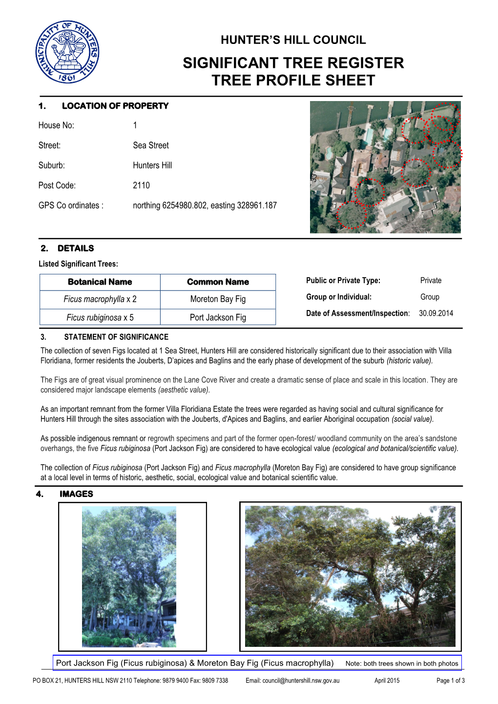 Port Jackson Fig Date of Assessment/Inspection: 30.09.2014