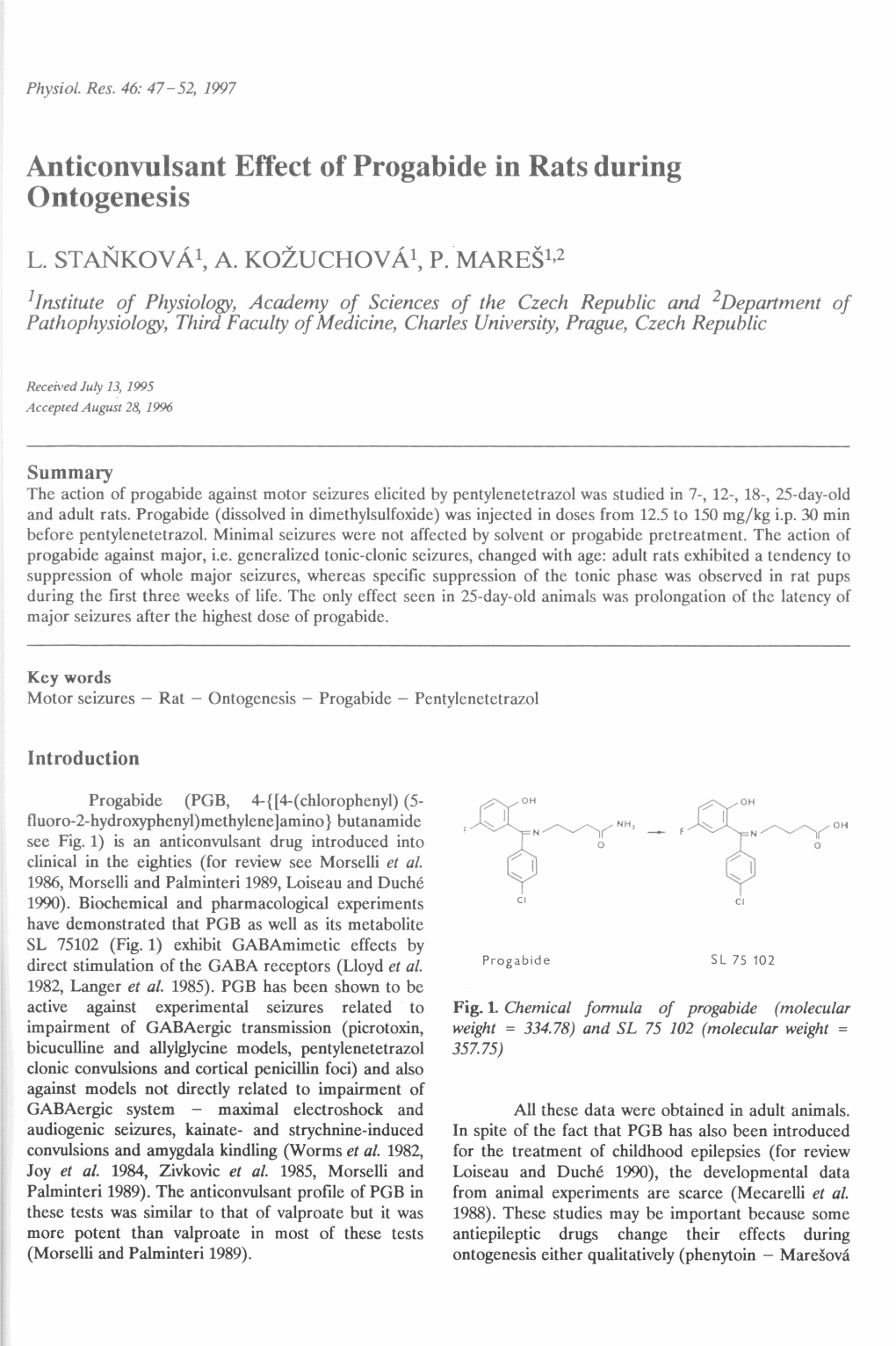 Anticonvulsant Effect of Progabide in Rats During Ontogenesis