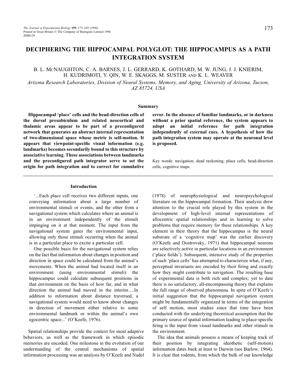 Deciphering the Hippocampal Polyglot: the Hippocampus As a Path Integration System