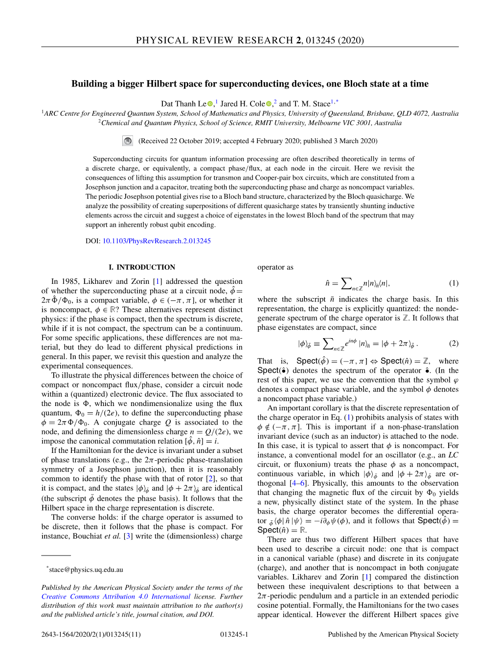 Building a Bigger Hilbert Space for Superconducting Devices, One Bloch State at a Time